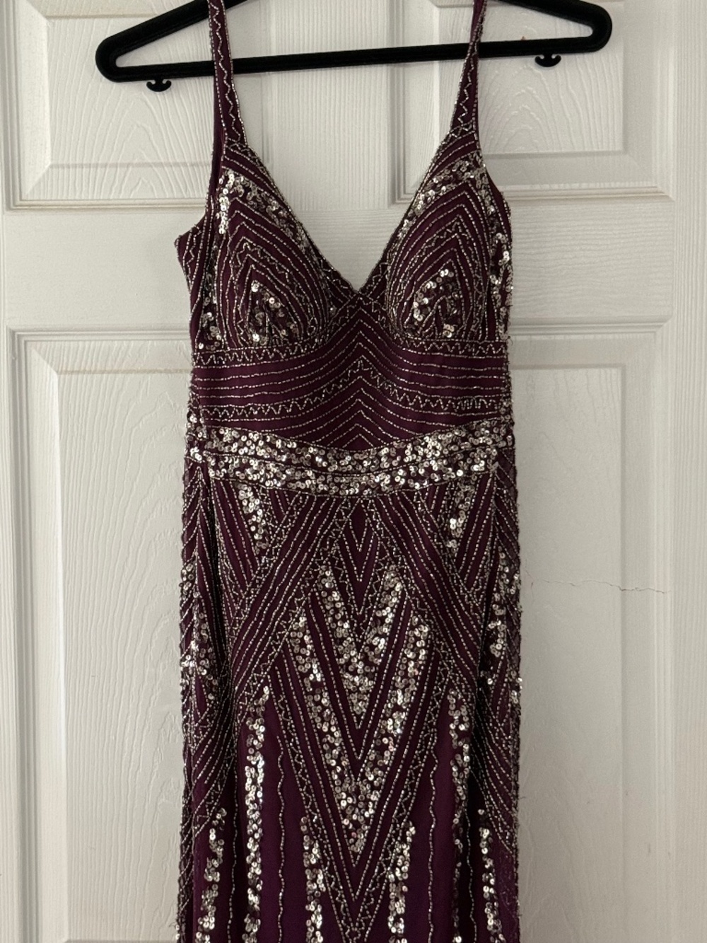 Marina Burgundy Sequin Beaded Prom Dress Size 8
